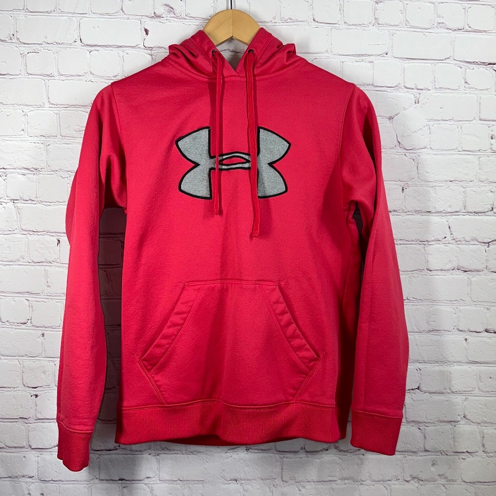 Under Armour Women's Long Sleeve Big Logo Drawstring Hoodie Color Pink Sz Medium